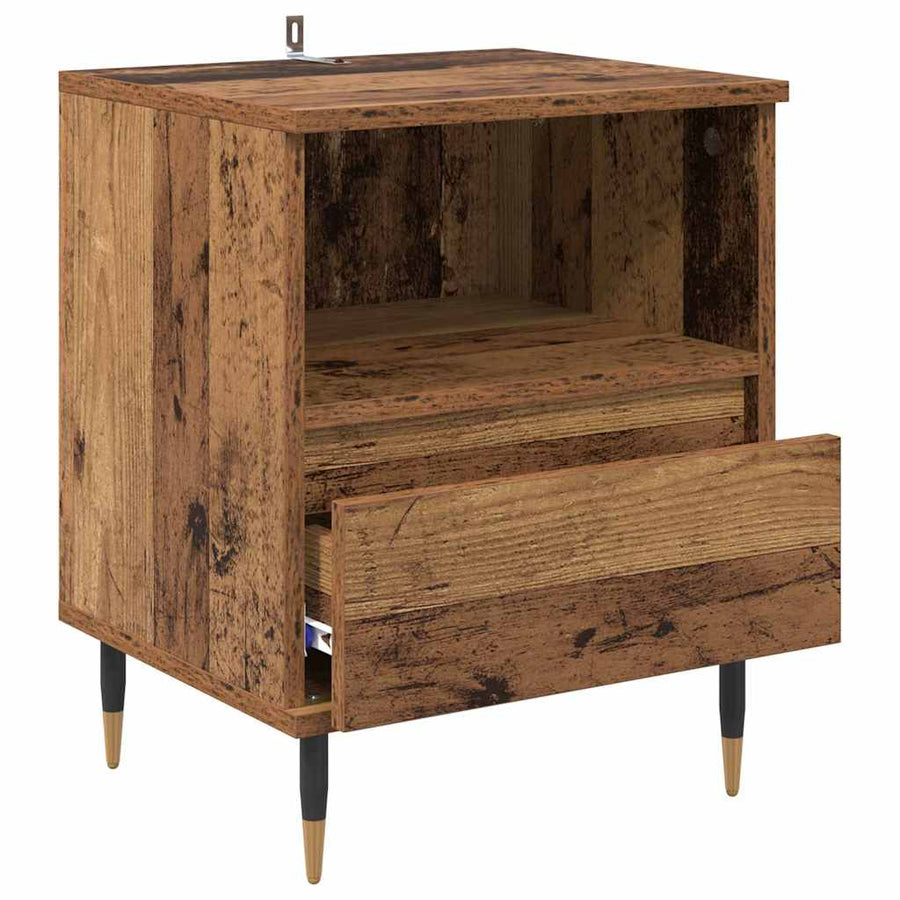 Nachtkastje met lade 2 pcs Oudhout 40 x 35 x 50 cm Bewerkt hout