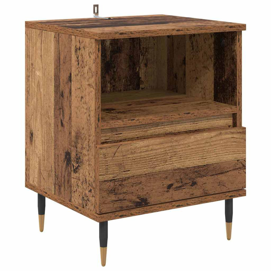Nachtkastje met lade 2 pcs Oudhout 40 x 35 x 50 cm Bewerkt hout