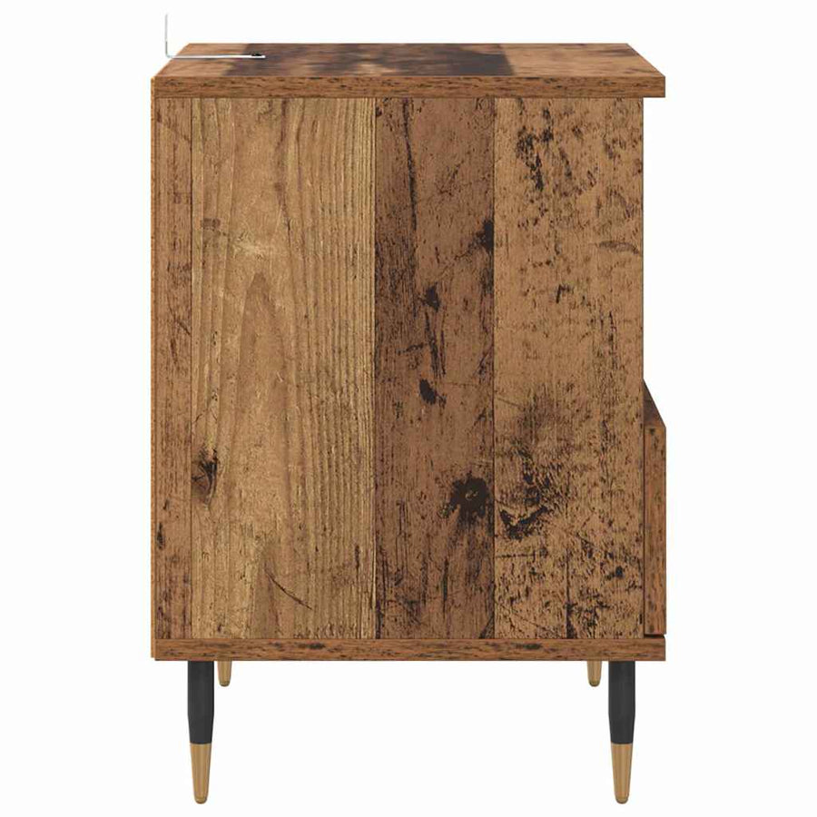 Nachtkastje met lade 2 pcs Oudhout 40 x 35 x 50 cm Bewerkt hout