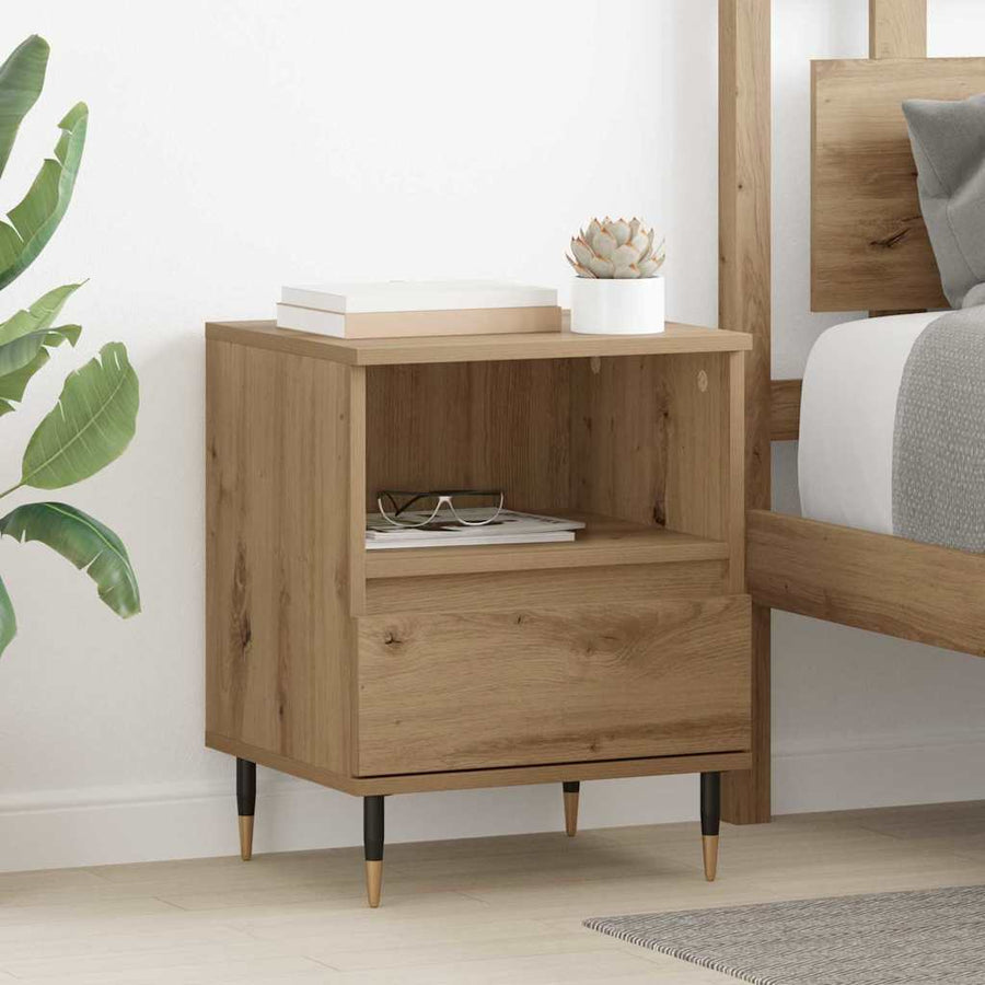 Nachtkastje met lade Artisan Eiken 40 x 35 x 50 cm Bewerkt hout