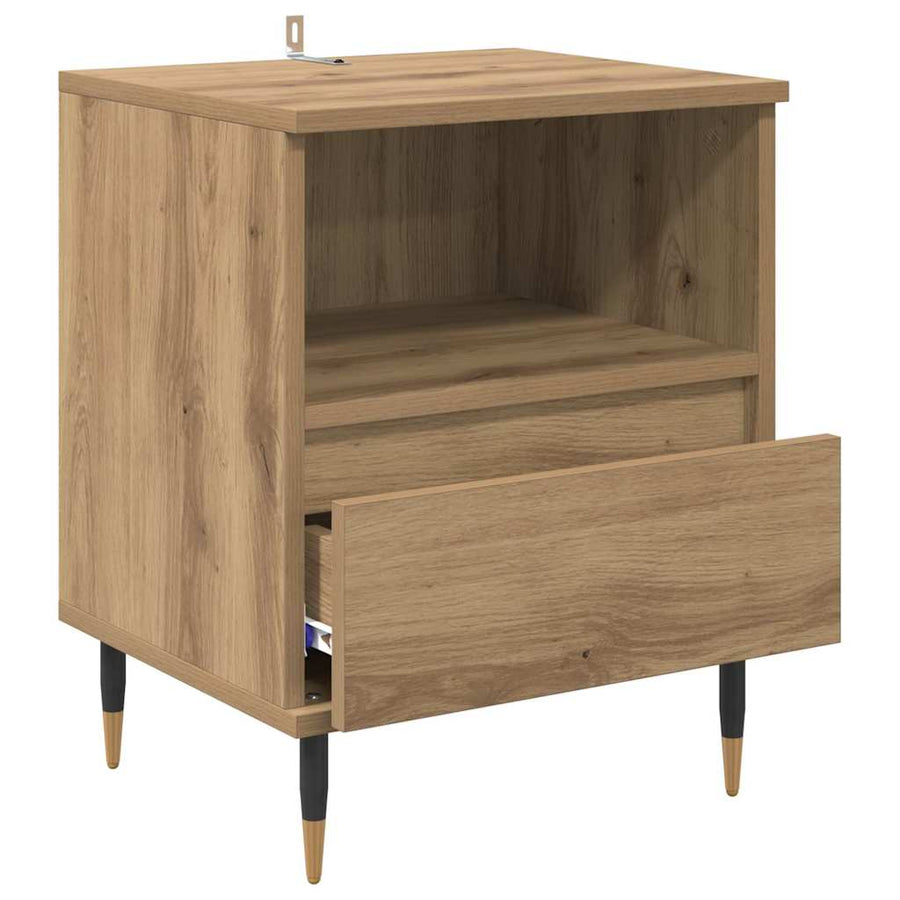 Nachtkastje met lade Artisan Eiken 40 x 35 x 50 cm Bewerkt hout