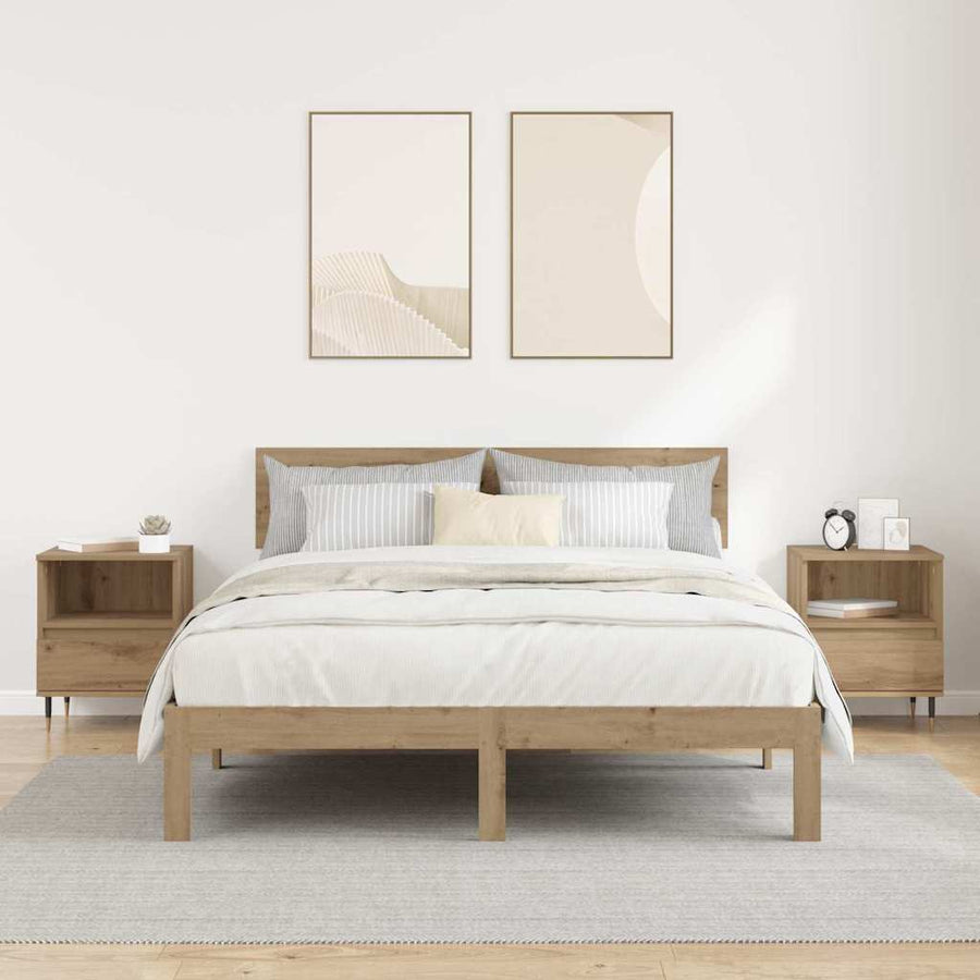 Nachtkastje 2 pcs Artisan Eiken 40 x 35 x 50 cm Bewerkt hout