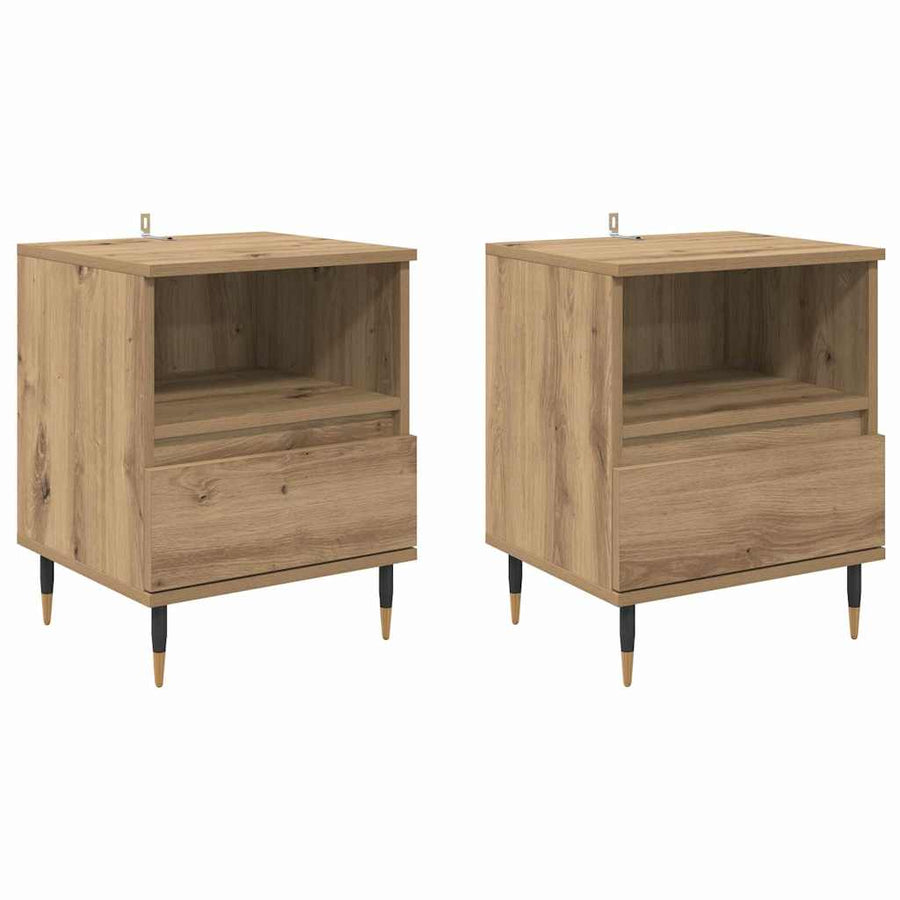 Nachtkastje 2 pcs Artisan Eiken 40 x 35 x 50 cm Bewerkt hout
