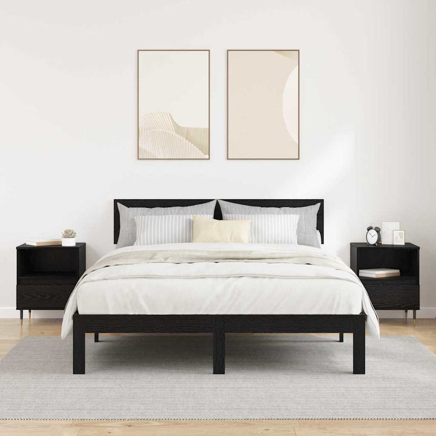 Nachtkastje 2 pcs Zwart Eiken 40 x 35 x 50 cm Bewerkt hout