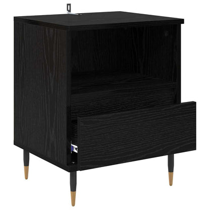 Nachtkastje 2 pcs Zwart Eiken 40 x 35 x 50 cm Bewerkt hout