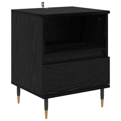 Nachtkastje 2 pcs Zwart Eiken 40 x 35 x 50 cm Bewerkt hout