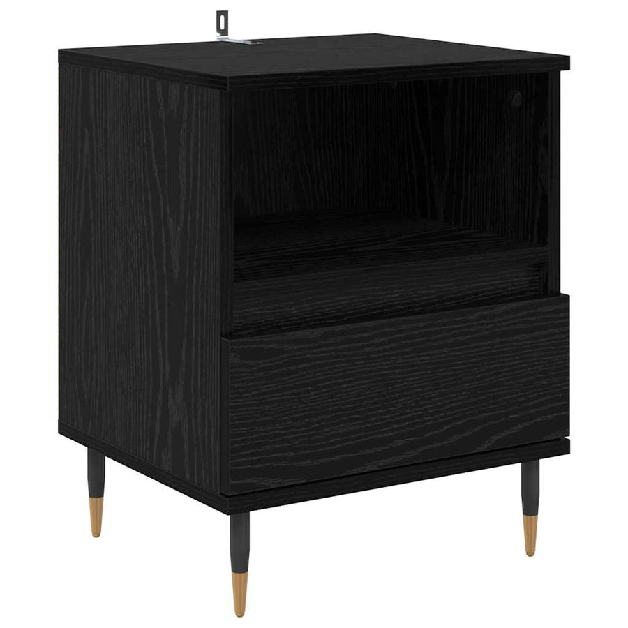 Nachtkastje 2 pcs Zwart Eiken 40 x 35 x 50 cm Bewerkt hout