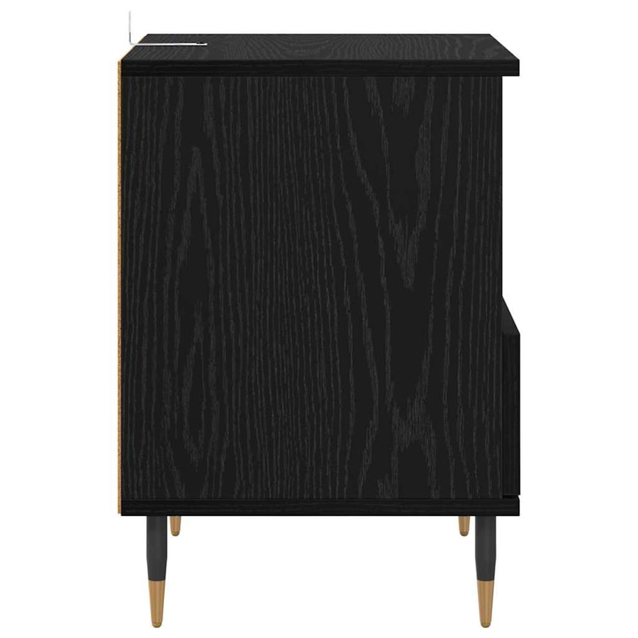 Nachtkastje 2 pcs Zwart Eiken 40 x 35 x 50 cm Bewerkt hout