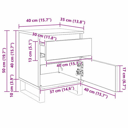 Nachtkastje met lade Zwart Eiken 40 x 35 x 50 cm Bewerkt hout
