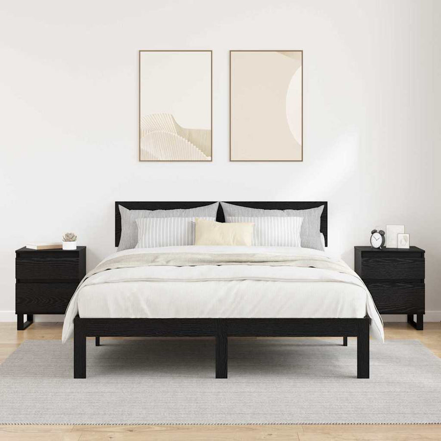Nachtkastje 2 pcs Zwart Eiken 40 x 35 x 50 cm Bewerkt hout