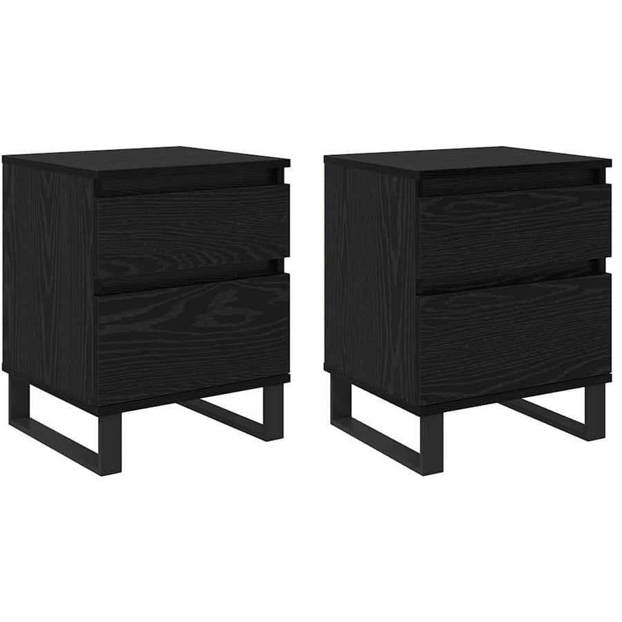 Nachtkastje 2 pcs Zwart Eiken 40 x 35 x 50 cm Bewerkt hout