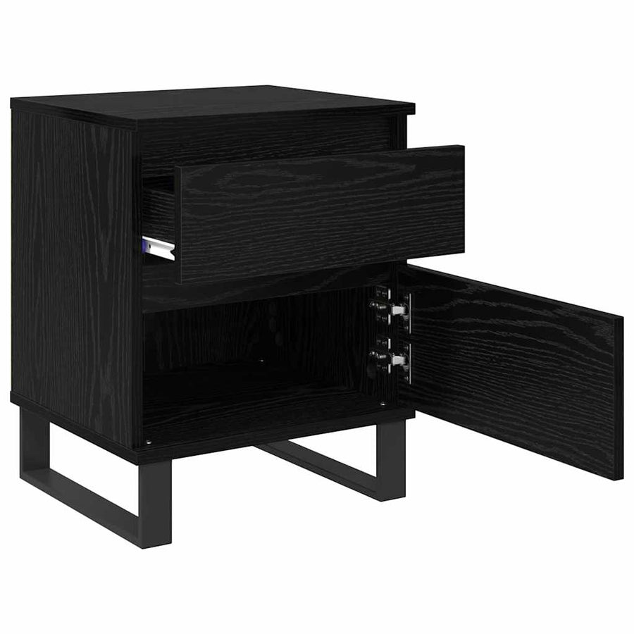 Nachtkastje 2 pcs Zwart Eiken 40 x 35 x 50 cm Bewerkt hout