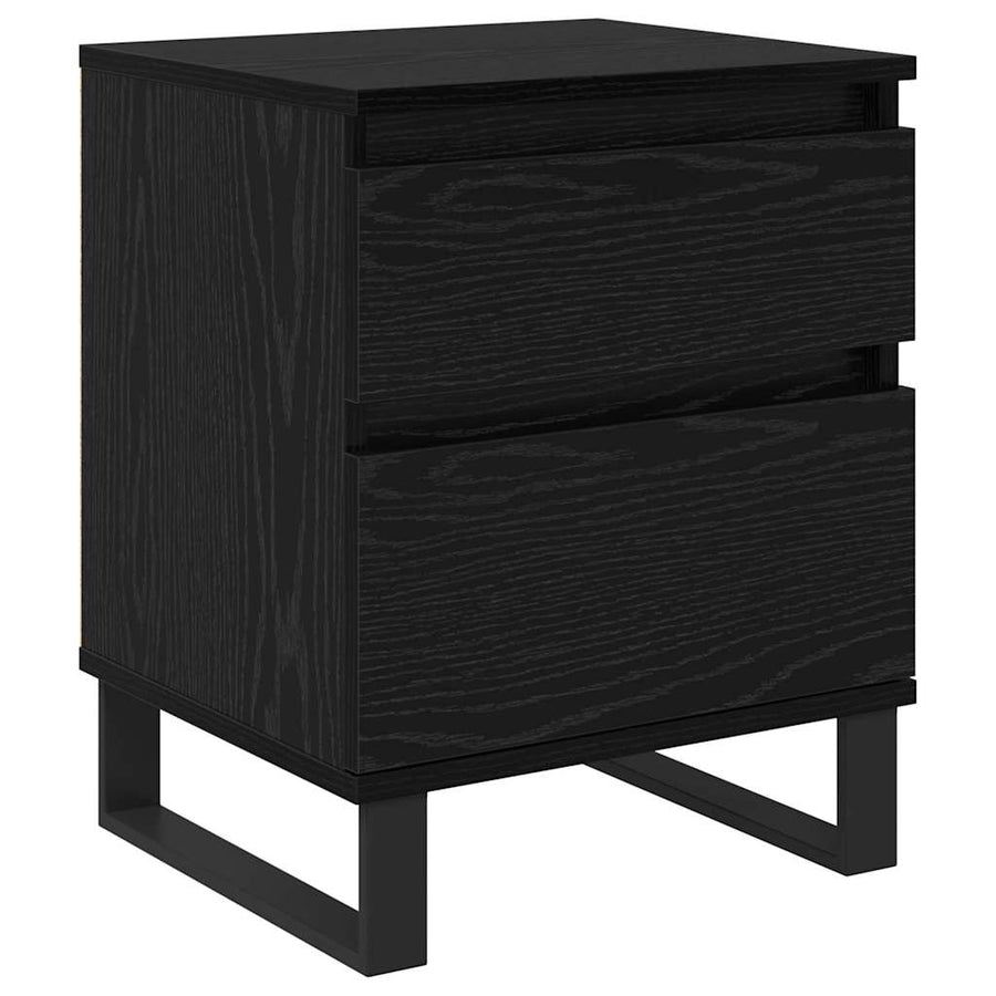 Nachtkastje 2 pcs Zwart Eiken 40 x 35 x 50 cm Bewerkt hout