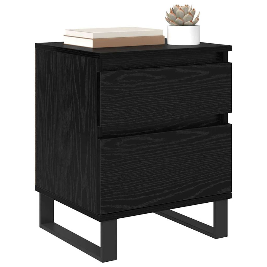Nachtkastje 2 pcs Zwart Eiken 40 x 35 x 50 cm Bewerkt hout