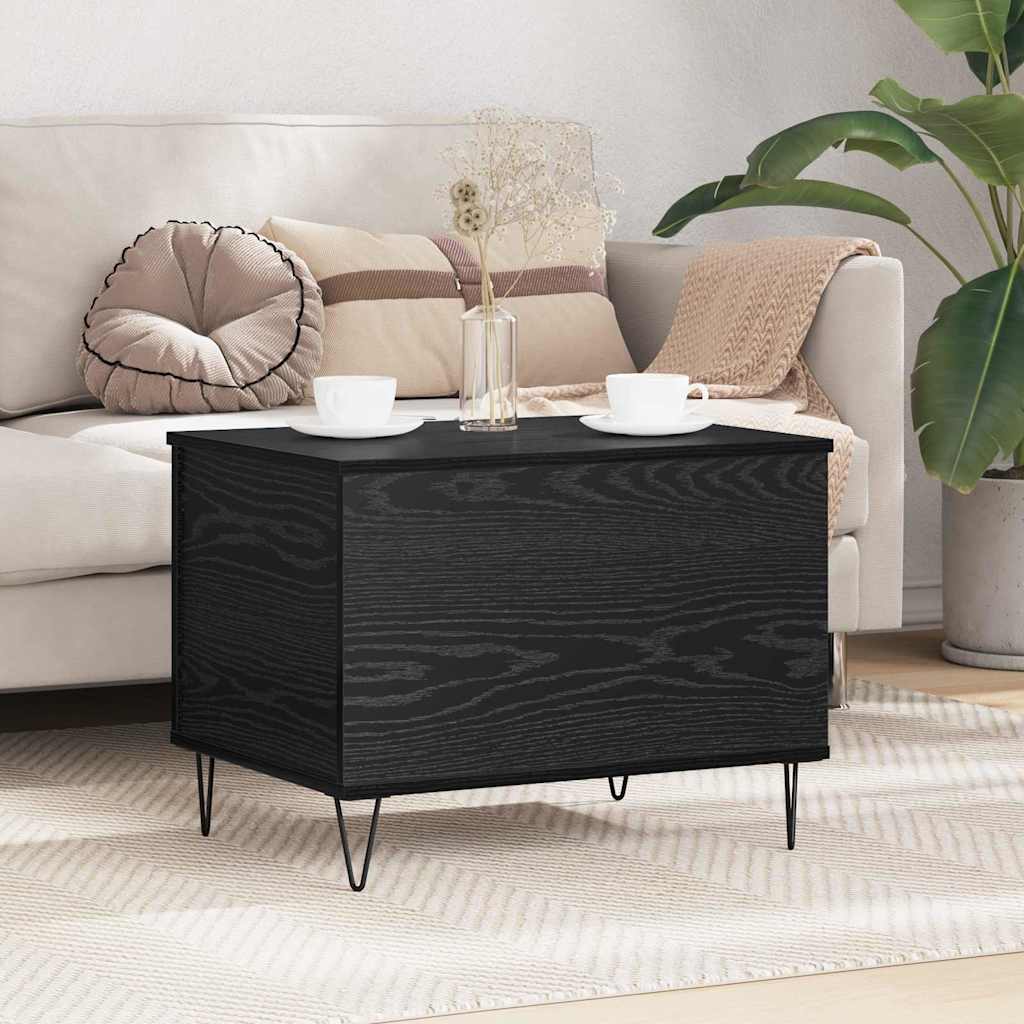 Salontafel Zwart Eiken 60 x 44,5 x 45 cm Bewerkt hout
