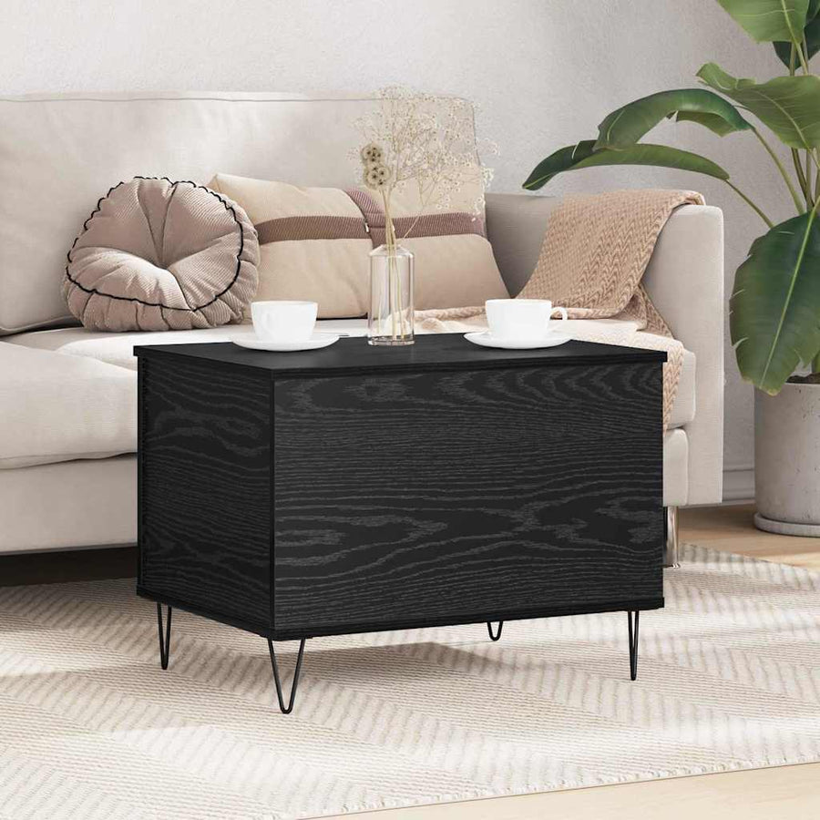 Salontafel Zwart Eiken 60 x 44,5 x 45 cm Bewerkt hout