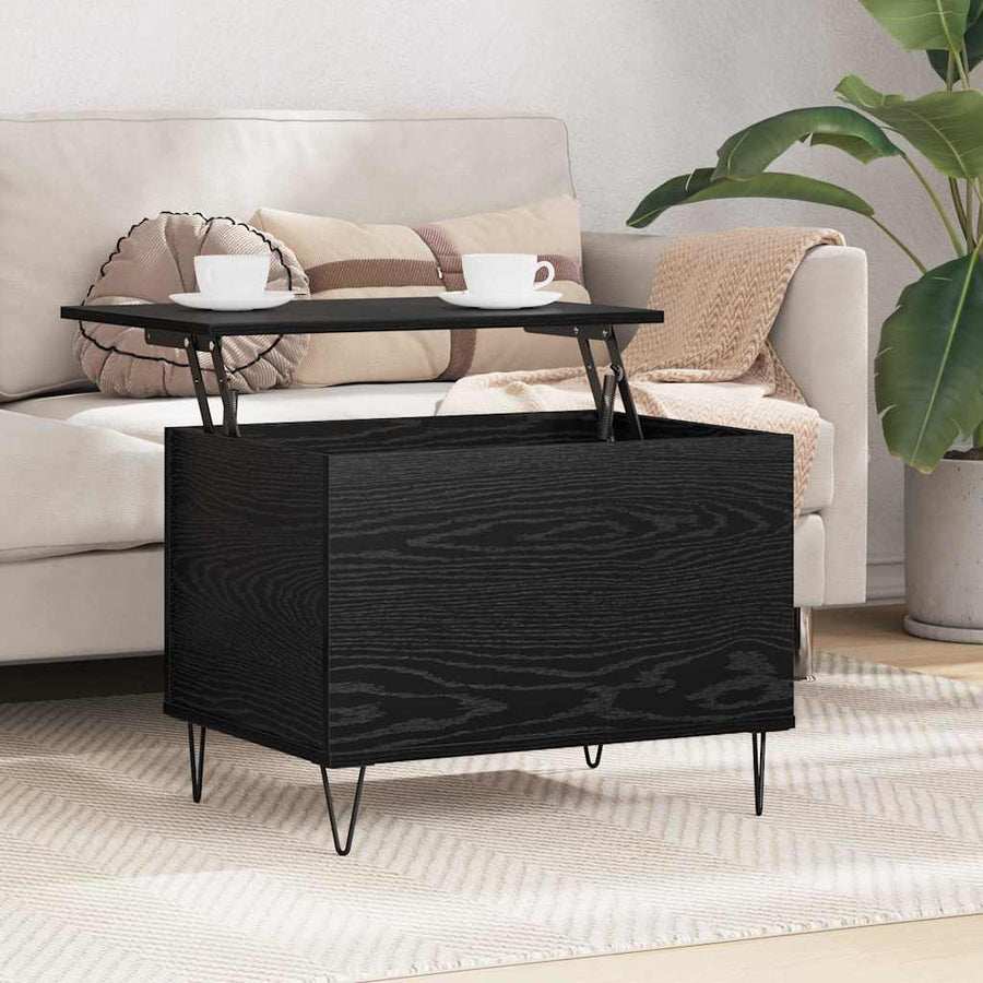 Salontafel Zwart Eiken 60 x 44,5 x 45 cm Bewerkt hout
