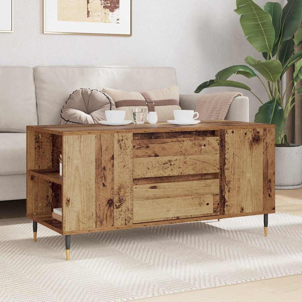 Salontafel with Drawer Oud hout 102 x 44.5 x 50 cm Bewerkt hout