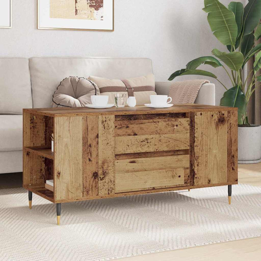 Salontafel with Drawer Oud hout 102 x 44.5 x 50 cm Bewerkt hout