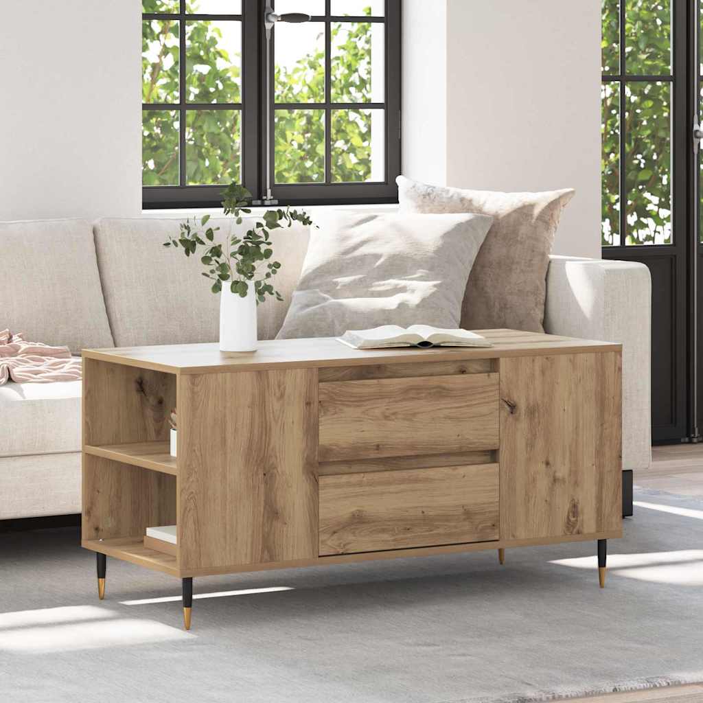 Salontafel artisanaal eikenkleurig 102 x 44.5 x 50 cm