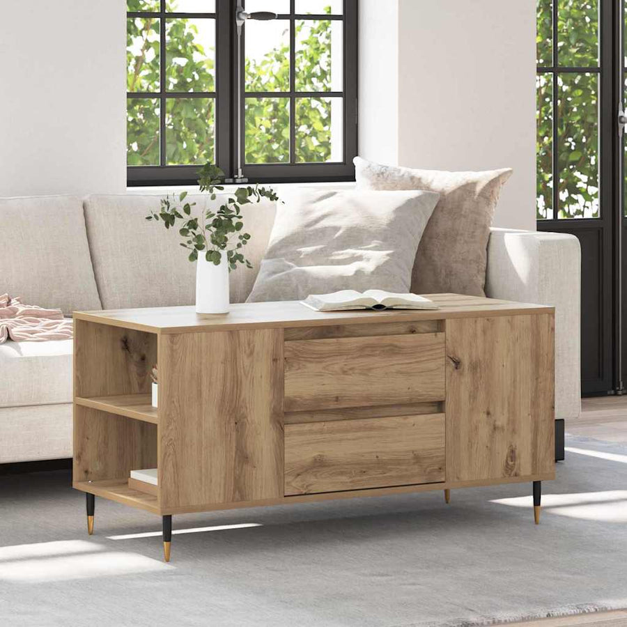 Salontafel artisanaal eikenkleurig 102 x 44.5 x 50 cm