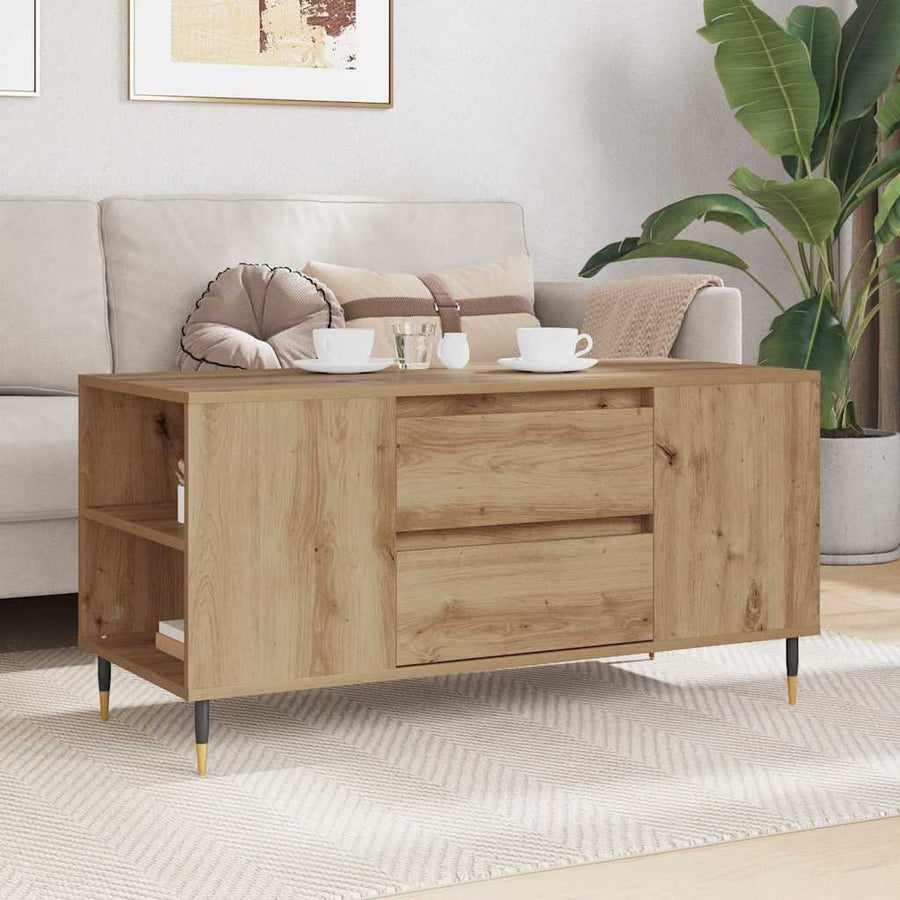 Salontafel artisanaal eikenkleurig 102 x 44.5 x 50 cm