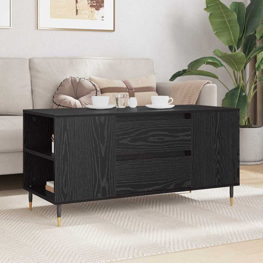 Salontafel Zwart eiken 102 x 44.5 x 50 cm Bewerkt hout