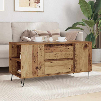 Salontafel met lade Oud Hout 102 x 44,5 x 50 cm Bewerkt hout