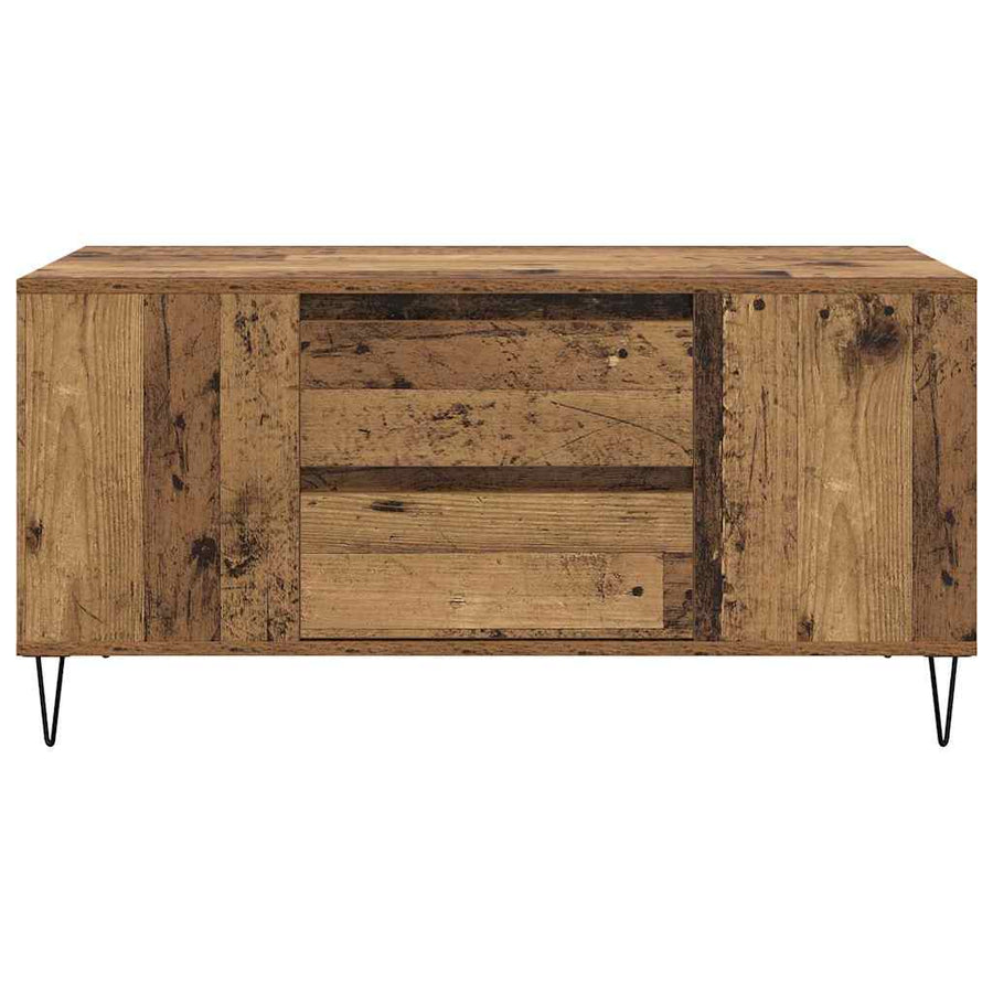 Salontafel met lade Oud Hout 102 x 44,5 x 50 cm Bewerkt hout