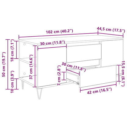 Salontafel Artisan Eiken 102 x 44,5 x 50 cm Bewerkt hout