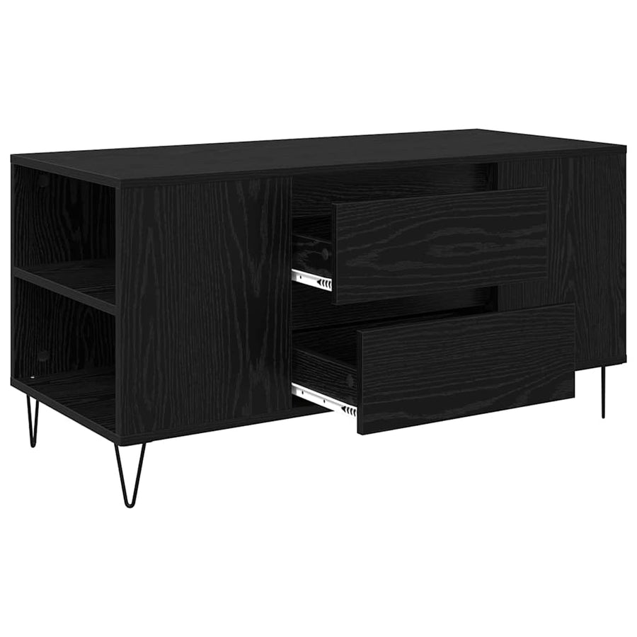 Salontafel met lade Zwart Eiken 102 x 44,5 x 50 cm Bewerkt hout