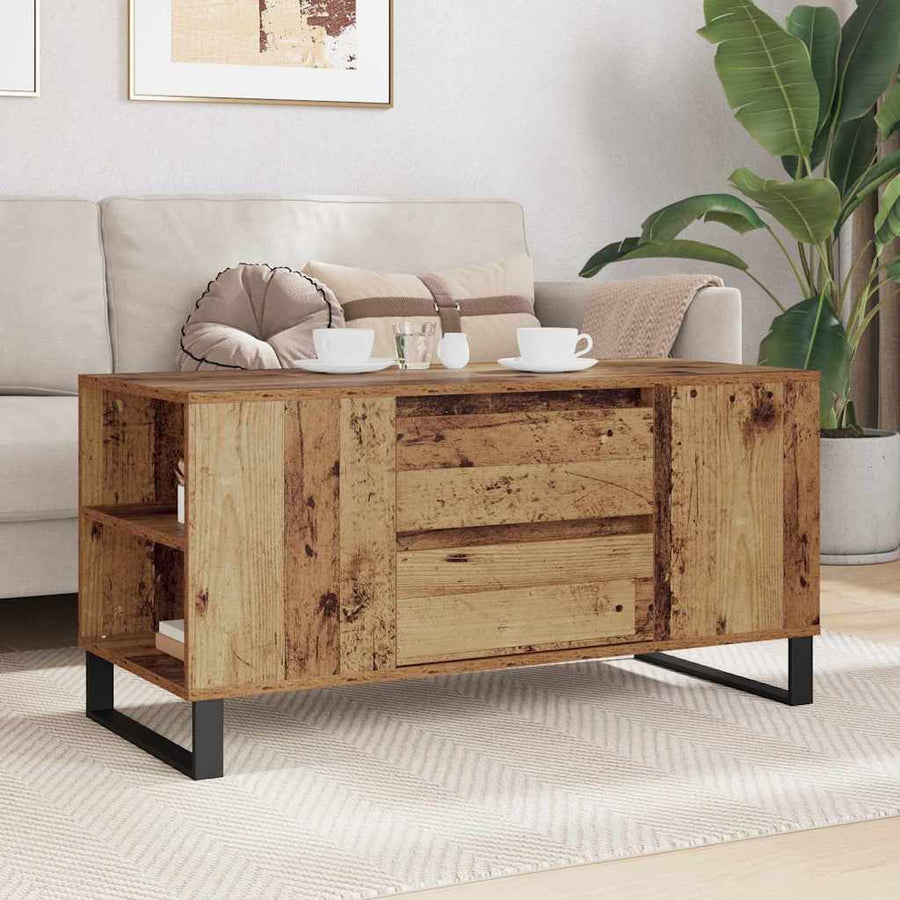Salontafel Oud Hout 102 x 44,5 x 50 cm Bewerkt hout