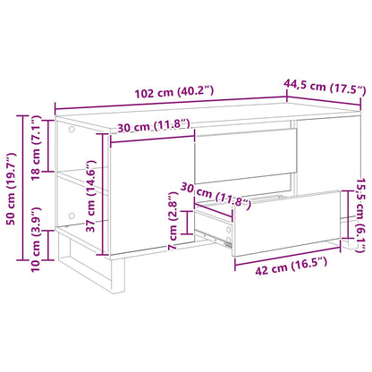 Salontafel Oud Hout 102 x 44,5 x 50 cm Bewerkt hout