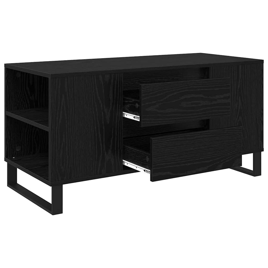 Salontafel Zwart Eiken 102 x 44,5 x 50 cm Bewerkt hout
