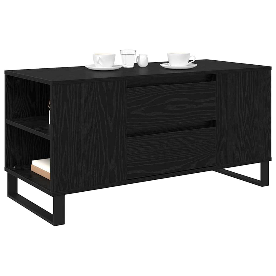 Salontafel Zwart Eiken 102 x 44,5 x 50 cm Bewerkt hout