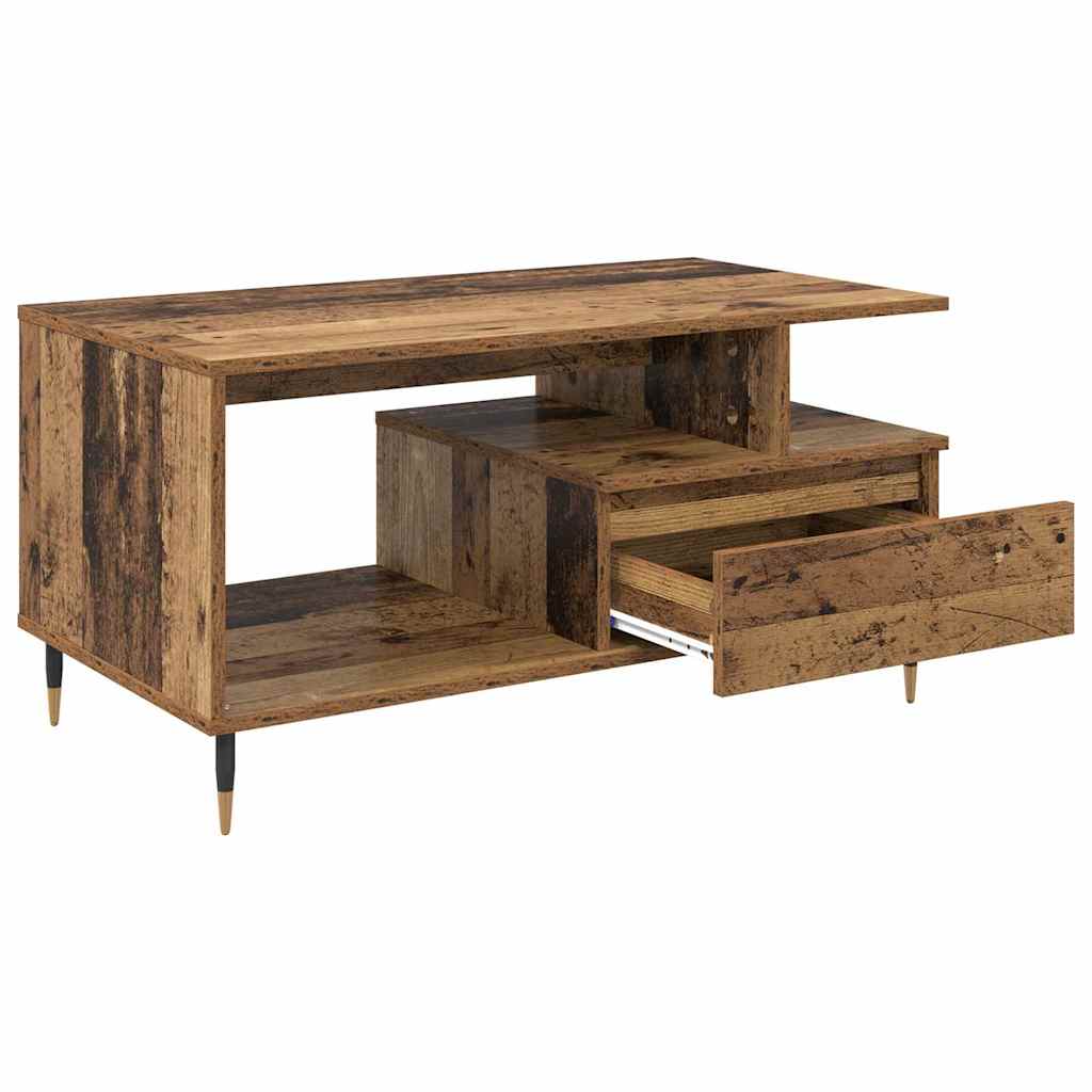 Salontafel met lade Oud hout 90 x 49 x 45 cm Bewerkt hout