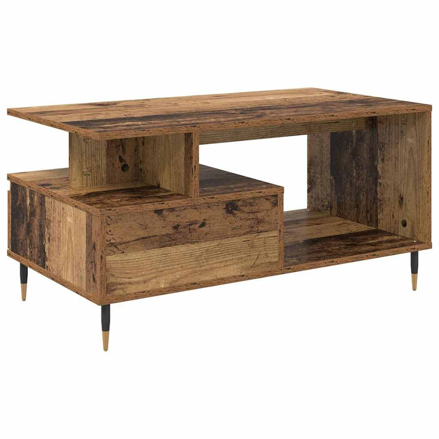 Salontafel met lade Oud hout 90 x 49 x 45 cm Bewerkt hout