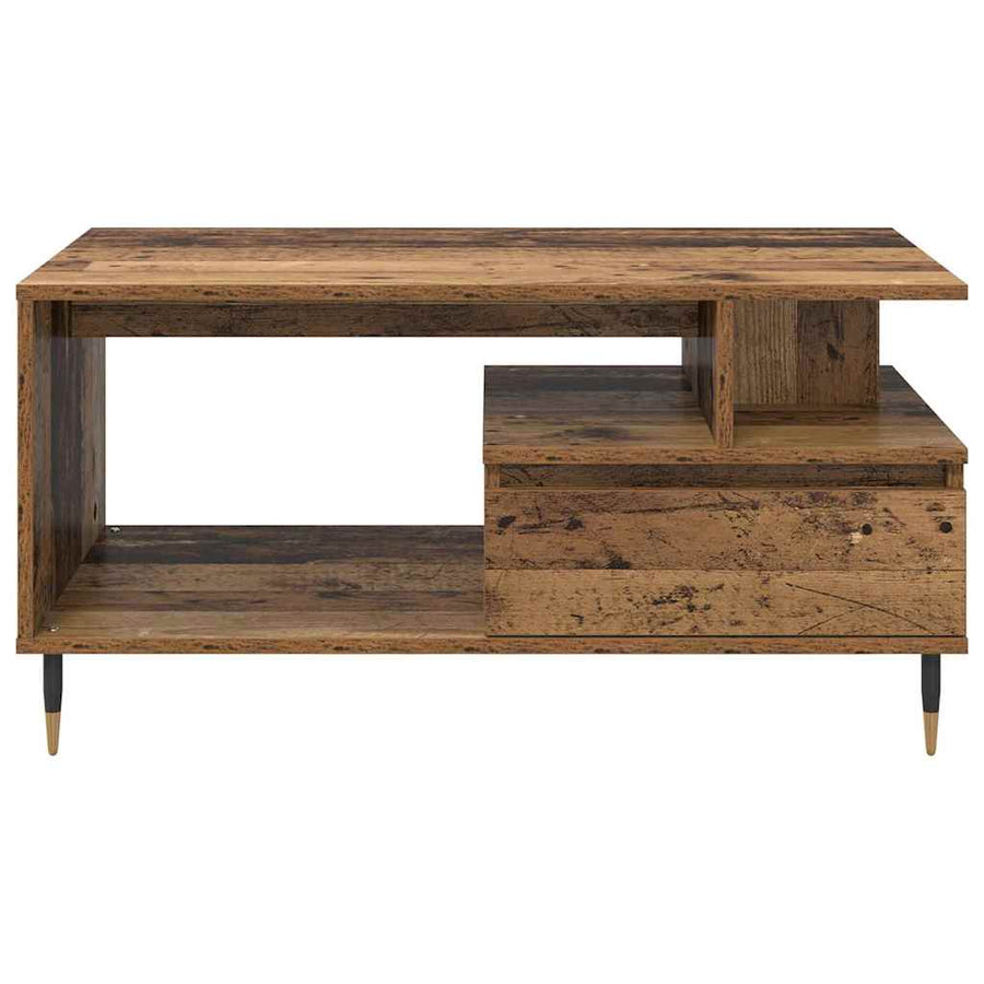 Salontafel met lade Oud hout 90 x 49 x 45 cm Bewerkt hout