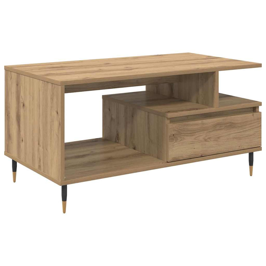 Salontafel artisanaal eikenkleurig 90 x 49 x 45 cm Bewerkt hout