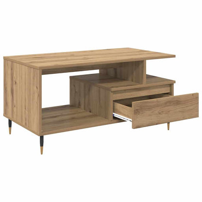 Salontafel artisanaal eikenkleurig 90 x 49 x 45 cm Bewerkt hout
