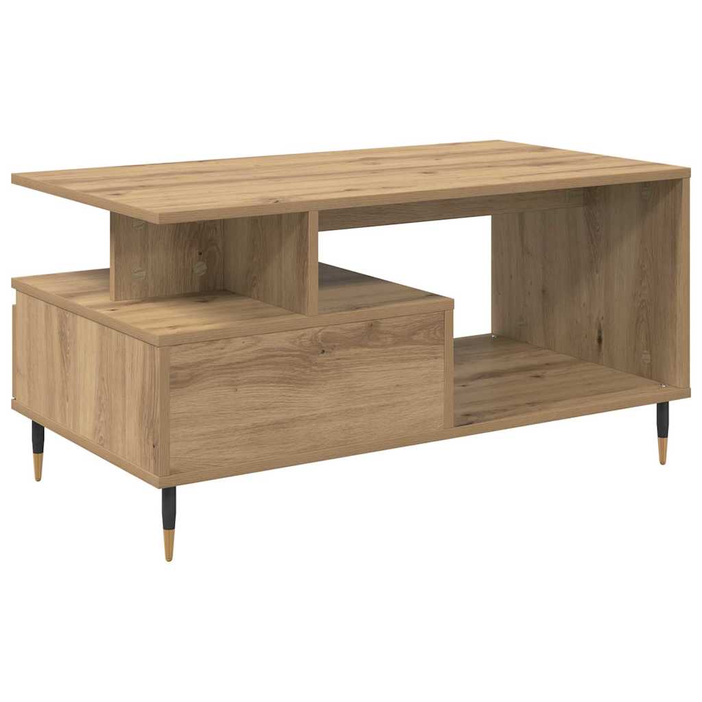 Salontafel artisanaal eikenkleurig 90 x 49 x 45 cm Bewerkt hout