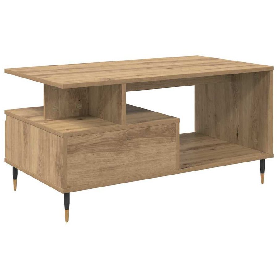 Salontafel artisanaal eikenkleurig 90 x 49 x 45 cm Bewerkt hout