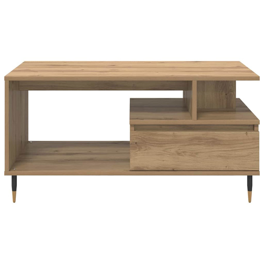 Salontafel artisanaal eikenkleurig 90 x 49 x 45 cm Bewerkt hout