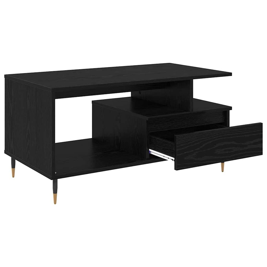 Salontafel met lade Zwart eiken 90 x 49 x 45 cm Bewerkt hout