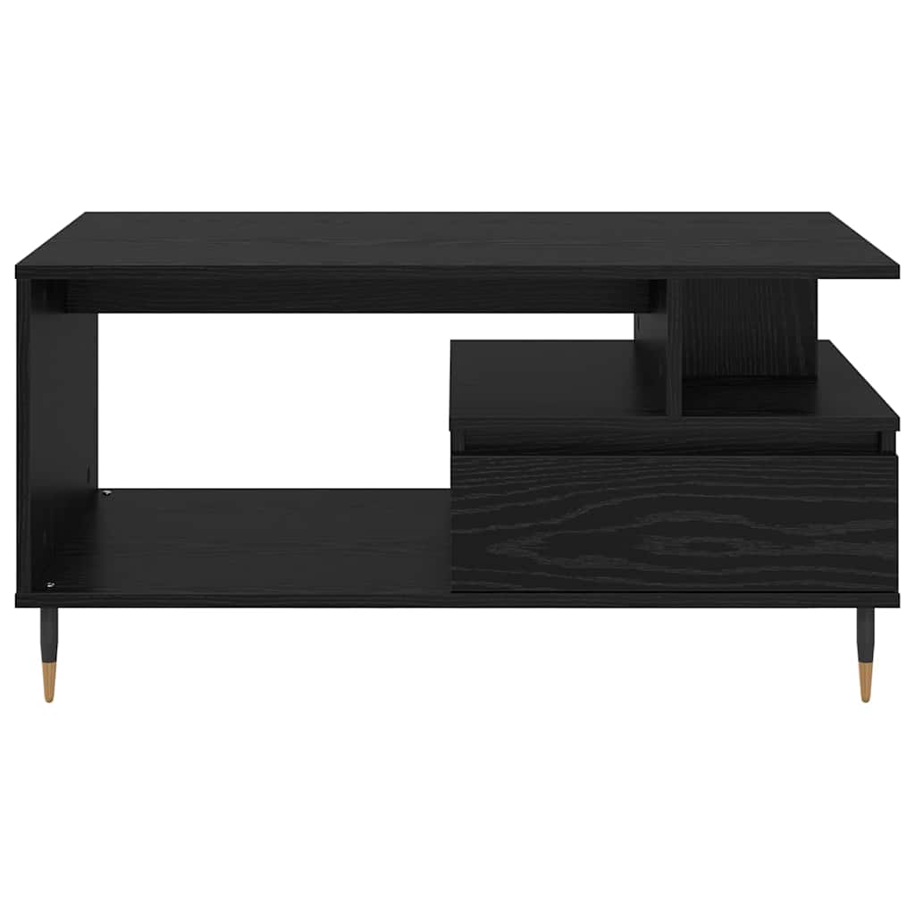 Salontafel met lade Zwart eiken 90 x 49 x 45 cm Bewerkt hout