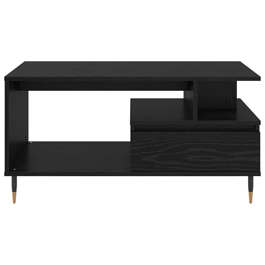 Salontafel met lade Zwart eiken 90 x 49 x 45 cm Bewerkt hout
