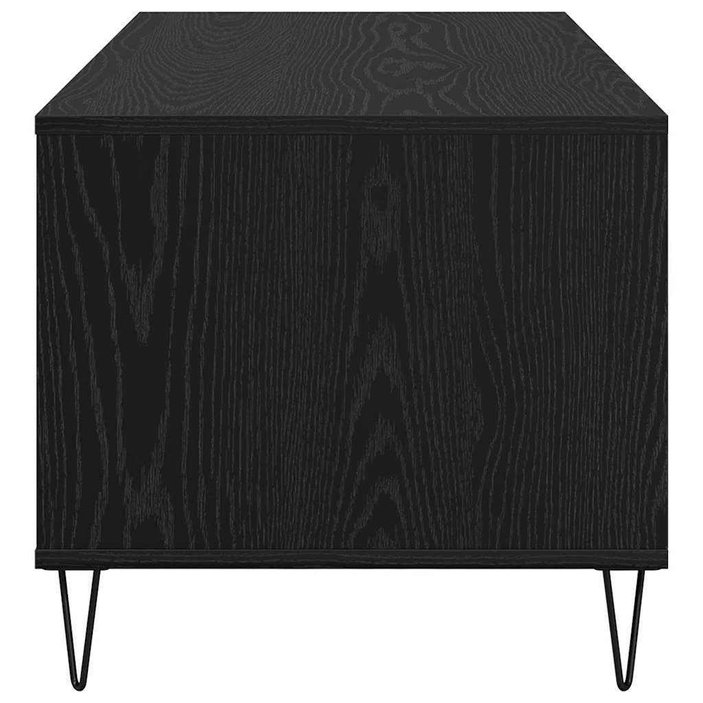 Salontafel met lade Zwart Eiken 90 x 49 x 45 cm Bewerkt hout
