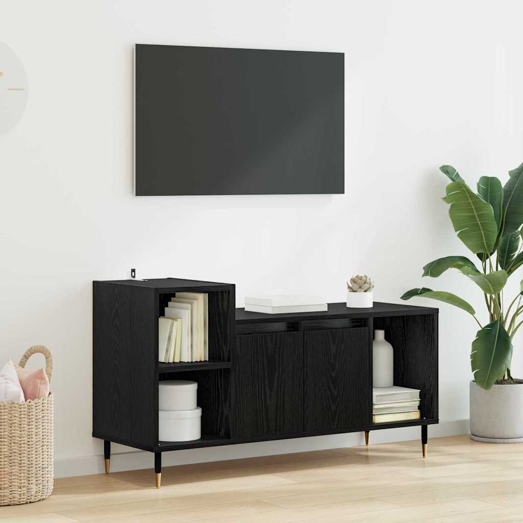 TV-kast Zwart Eiken 100 x 35 x 55 cm Bewerkt hout