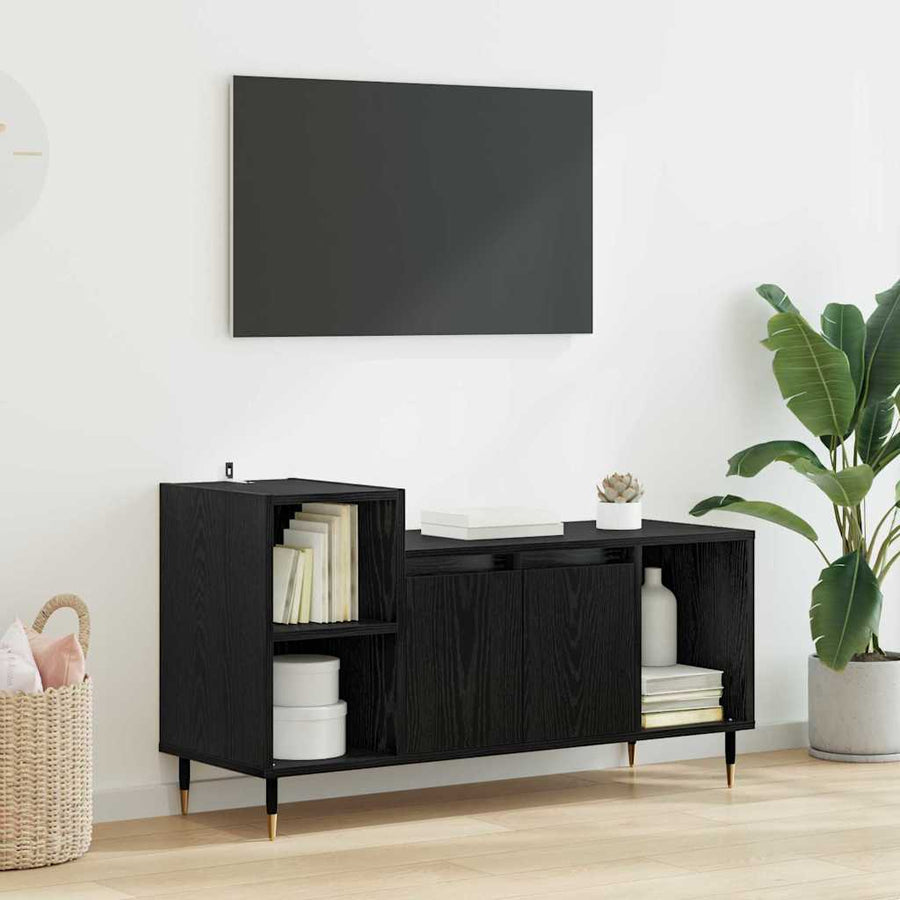 TV-kast Zwart Eiken 100 x 35 x 55 cm Bewerkt hout