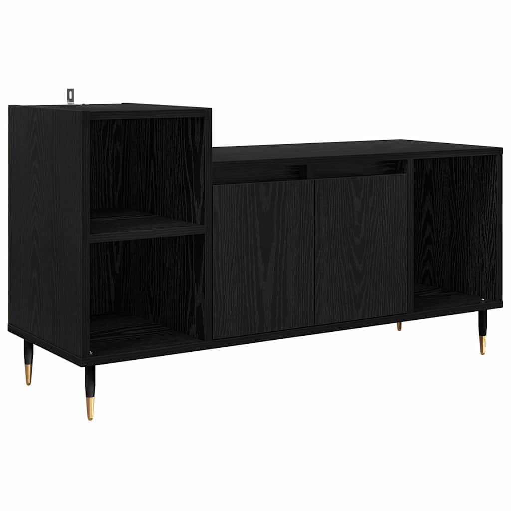 TV-kast Zwart Eiken 100 x 35 x 55 cm Bewerkt hout